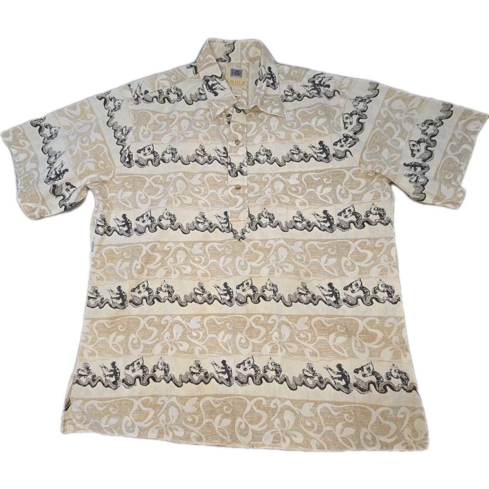 Kahala Men's Large L Hawaiian Shirt Floral Short Sleeve Camp Button Up Vacation